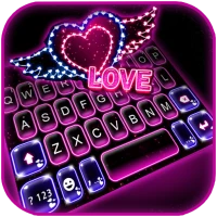 Neon Heart Lights Keyboard The