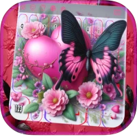Black Pink Butterfly Keyboard