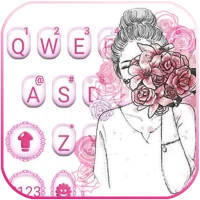 Pink Roses Girl Keyboard Theme