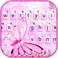 Pink Shiny Butterfly Keyboard 