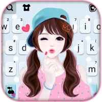 Wink Girl Cute Keyboard Backgr