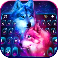 Neon Wolf Galaxy Keyboard Them