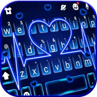 Neon Blue Heartbeat Keyboard T