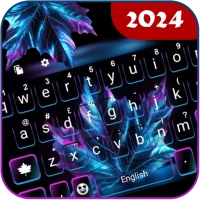 Neon Blue Weed Theme Keyboard