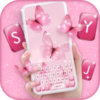 Pink Butterfly Keyboard Backgr