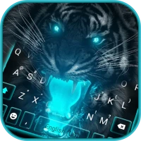Blue Neon Tiger Keyboard Theme
