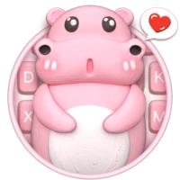 3D Pink Cute Hippo Theme