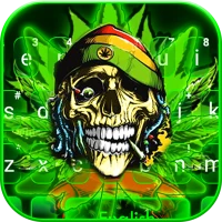 Neon Green Weed Skull Keyboard