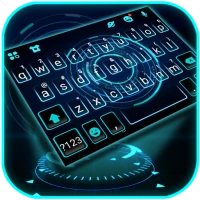 Blue Neon 3D Tech Keyboard Bac