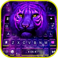 Neon Purple Tiger Keyboard Bac