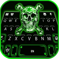 Neon Weed Skull Keyboard Backg