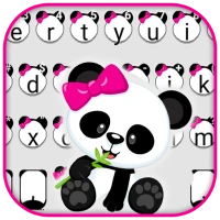 Cute Bowknot Panda Keyboard Th