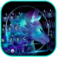 Neon Galaxy Wolf Keyboard Back