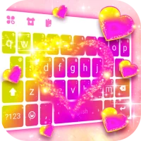Neon Heart 3D Keyboard Backgro