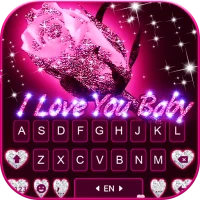 Glitter Rose Love Keyboard Bac