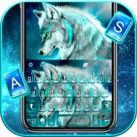 Cyan Neon Wolf Keyboard Theme