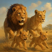 Lion Family Survival Sim