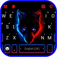 Neon Ice Wolf Keyboard Backgro