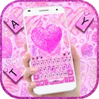 Glitter Pink Hearts Keyboard T
