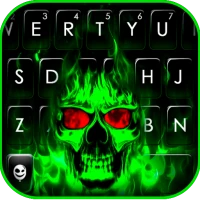 Green Neon Skull Keyboard Them
