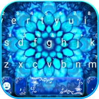 Neon Blue Mandala Keyboard The