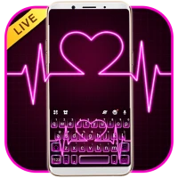 Neon Pink Heart Keyboard Theme