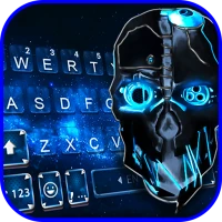 Blue Tech Cool Skull Keyboard 