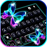 Neon Butterfly Keyboard Backgr