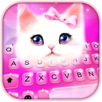 Pink Kitty Bowknot Keyboard Ba