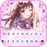 Sakura Anime Girl Keyboard Bac