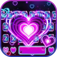 Neon 3d Heart Keyboard Theme