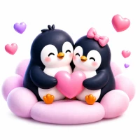 Penguin Couple: Games & Widget